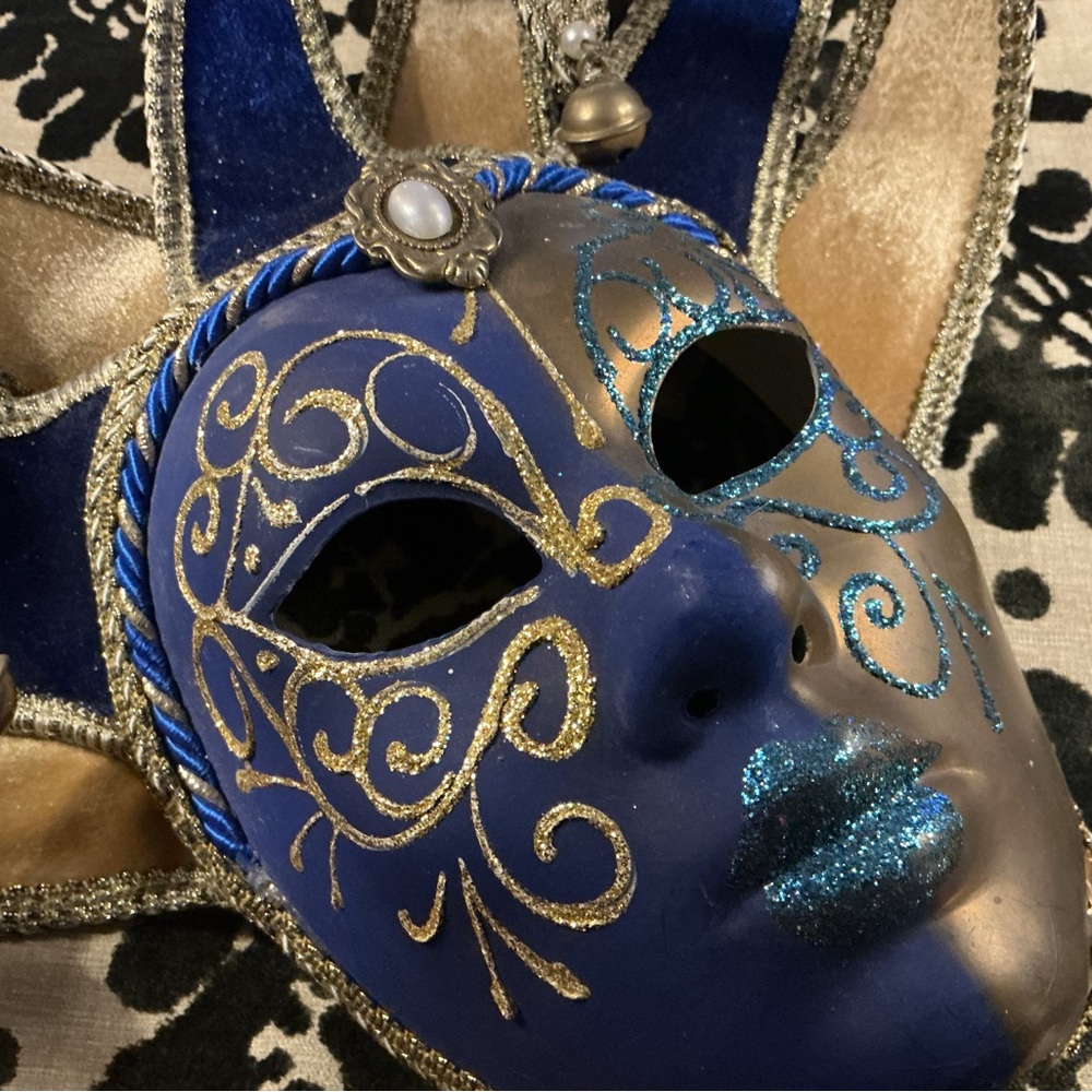 Blue and Gold Venetian Style Mask